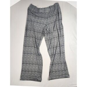 Premise Womens Black White Geometric Print‎ Wide Leg Elastic Waist Pants 1X